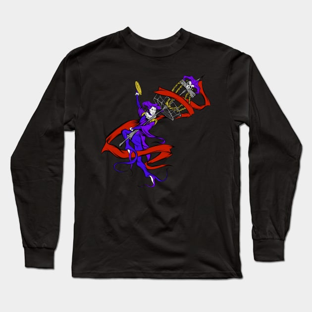 Cool Disc Golf Jester with Basket Staff illustration Long Sleeve T-Shirt by CaptainHobbyist